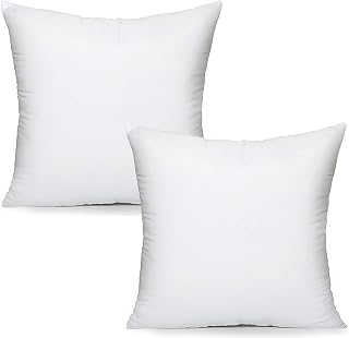 Luxury 16” x 16” (40cm x 40cm) Quality Cotton Rich Machine Washable Hollowfibre Cushions Pads Inners Fillers- Pack of 2 - MADE IN UK with added Bounceback Support