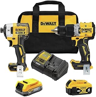 DEWALT 20V MAX XR Cordless Hammer Drill Driver and Impact Drive Combo Kit, Batteries and Charger Included (DCK249E1M1) Yellow