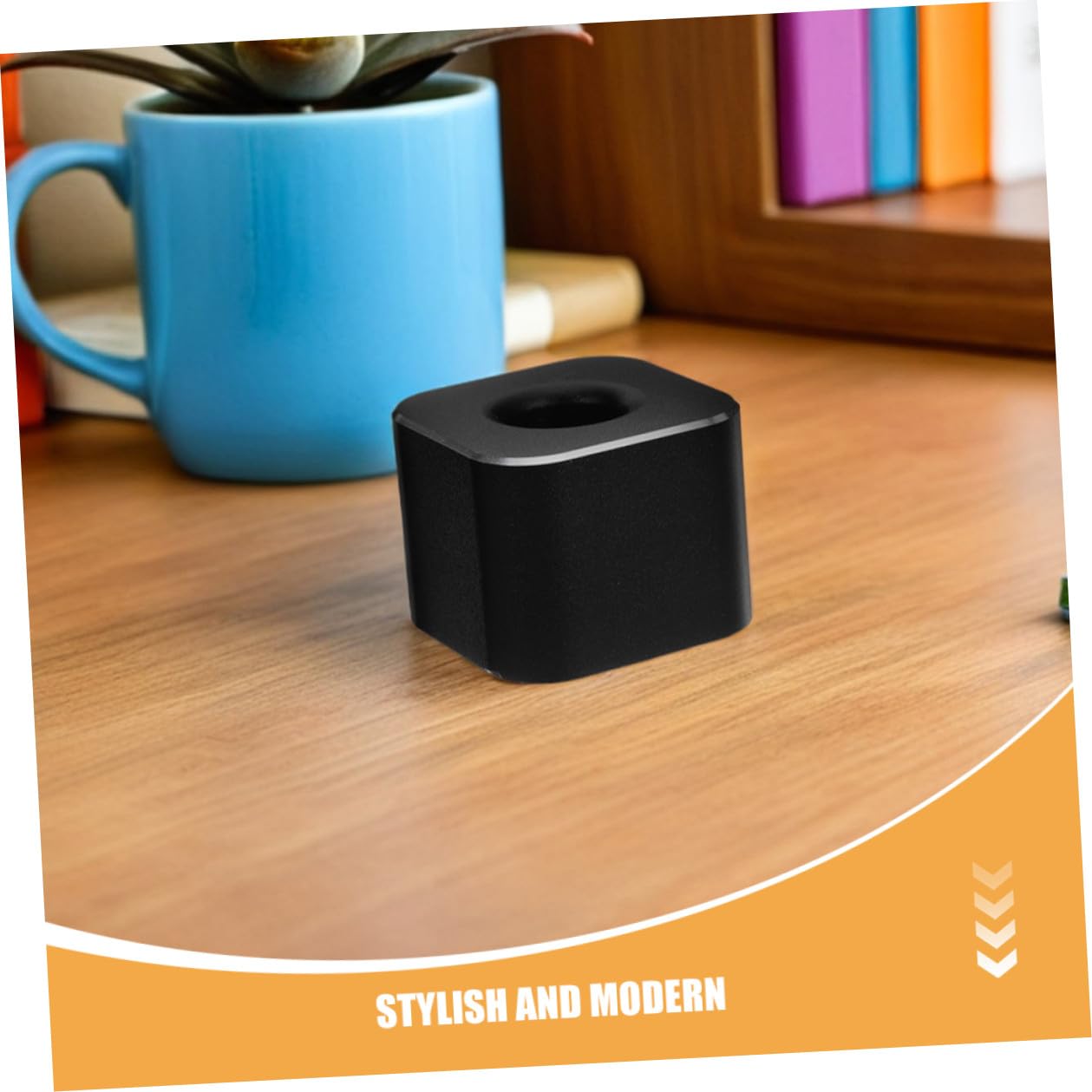 Mobestech Portapenne in Metallo 4 Pezzi in Lega di Alluminio Nero | Base Quadrata, Design Moderno e Compatto, per Scuola e Studio, Superficie Resistente e Facile da Pulire