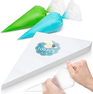 Iwokerfull 100pcs 12 Inch Thick Disposable Piping Bags - Heavy Duty Anti-Burst Tipless Pastry Bags for Royal Icing, Cakes, Cookies, Cupcakes