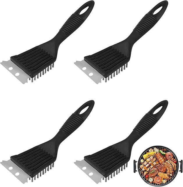 4Pcs Wire BBQ Brush Metal BBQ Grill Cleaning Brush Stainless Steel Barbecue Bristles Cleaner Heavy Duty Barbecue Oven Grill Kitchen Metal Wire Cleaning Brush for Clean Grill Surface Cleaning