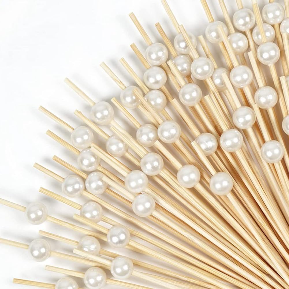 200 Brochettes à Cocktail Bambou GUOYIHUA - 12cm, Perles Dégradé Sirène, Pour Fruits/Amuse-Bouches