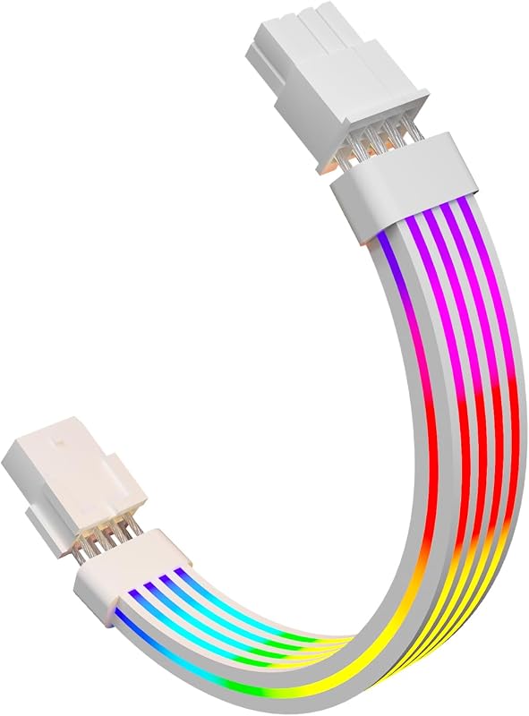 Sirlyr 8 Pin RGB GPU Kábel Hosszabbító - Fehér ARGB Tápkábel RTX 3060 4060 4070 és Radeon RX 6600 580 Videokártyákhoz