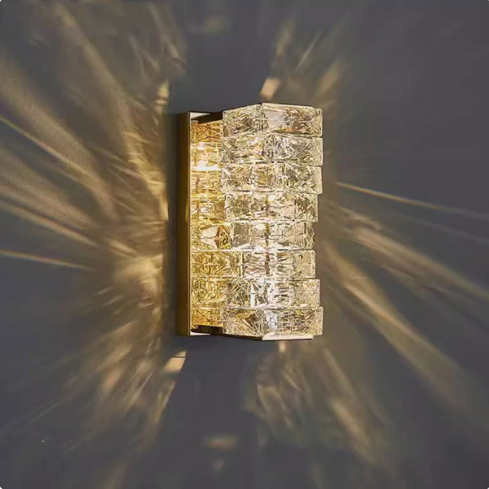 Modern Crystal Wall Light for Bedside Home Decor Light K9 Crystal Wall Sconces Crystal Modern Wall Sconces Indoor Wall Lamp for Bedroom Bathroom Stairway Entryway Hallway Living Room