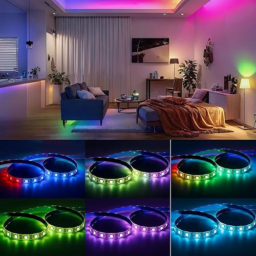 Miniatura 5 de WS2812B Tira de LED RGB direccionable individualmente de 16.4 pies 5050 Smart Flexible Dream a todo color 30Pixelsm Luz blanca PCB IP65 Impermeable
