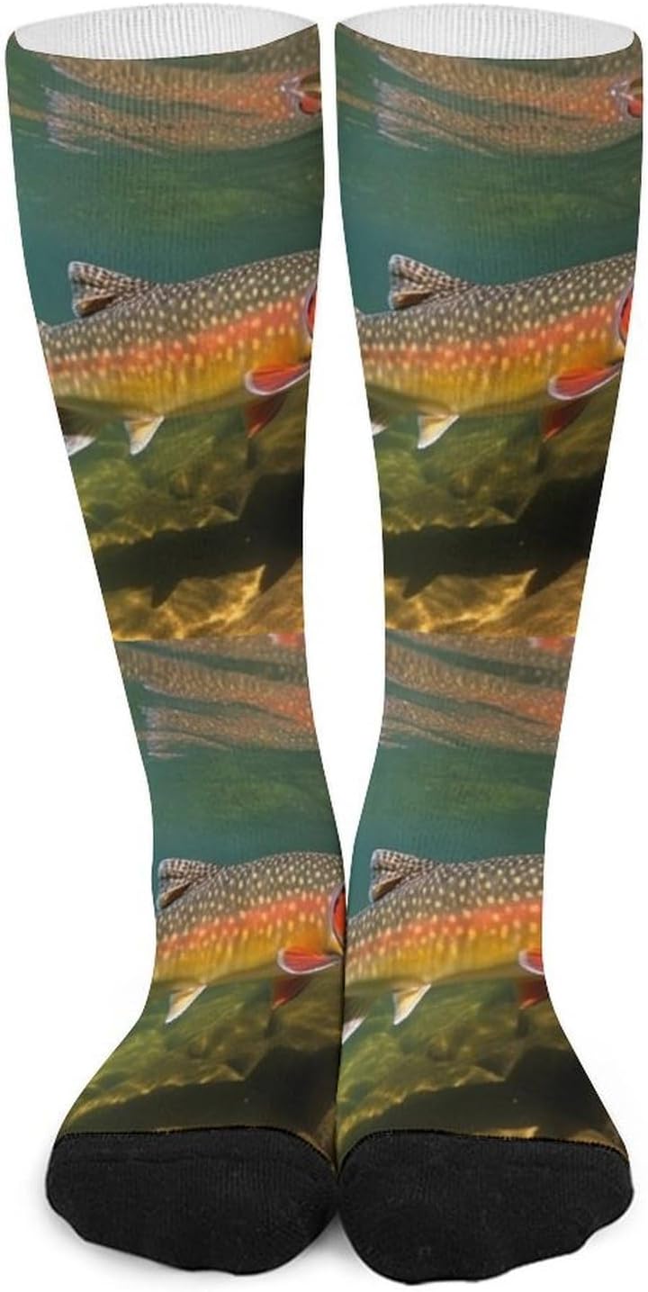 Brook Trout Fish Knee High Soccer Socks Moisture Wicking