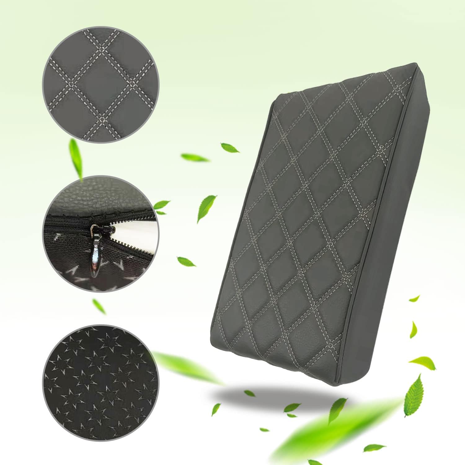 EMZ Leather Center Console Armrest Cushion Pad Accessories for Toyota Sienna 2021 2022 2023 2024 2025 (Black)