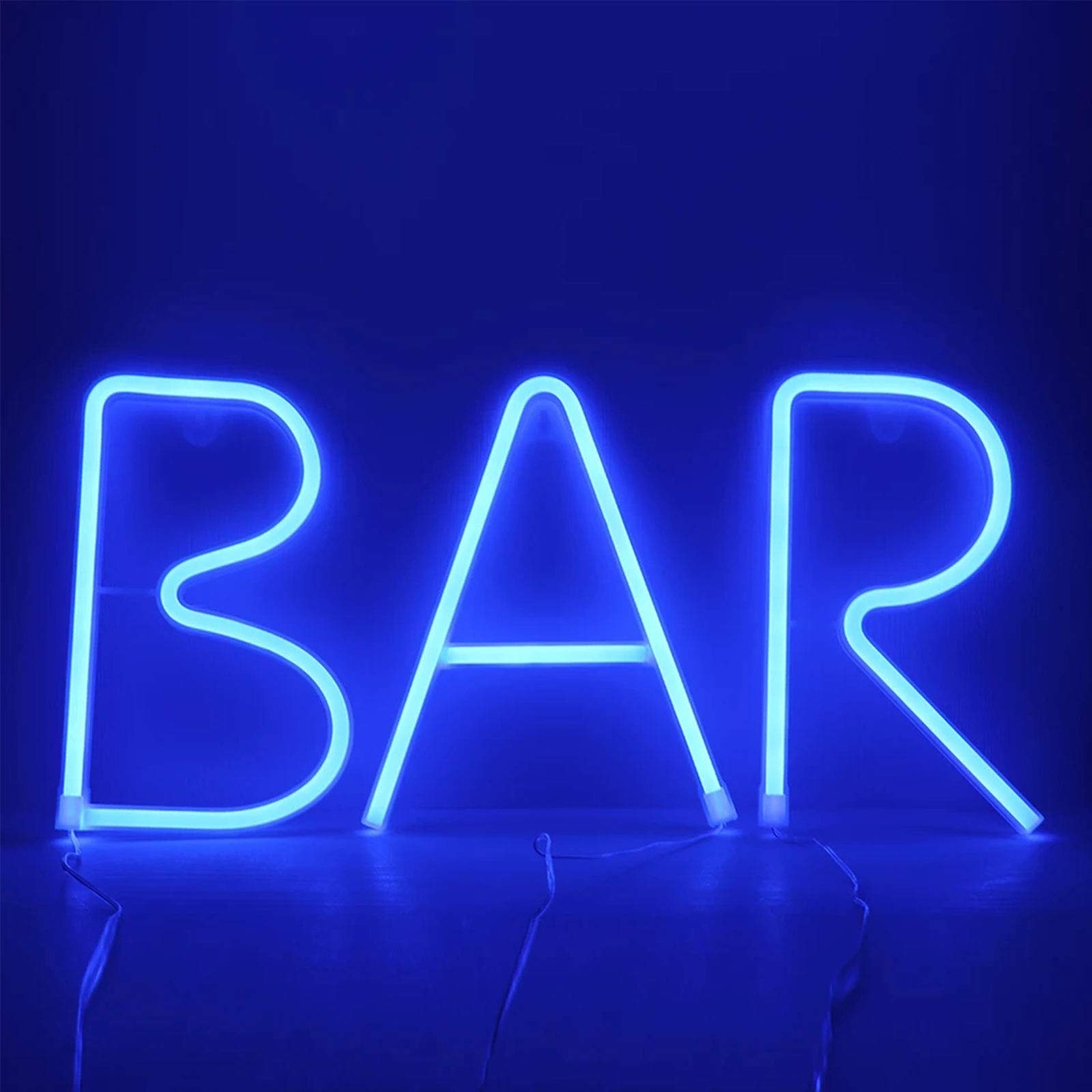 Letra LED azul neón con 26 letras del alfabeto, lámpara de noche A-Z, letreros de neón para decoración de pared, funciona con pilas y USB, para pared de bar, hogar, cumpleaños, Navidad, festival, 8