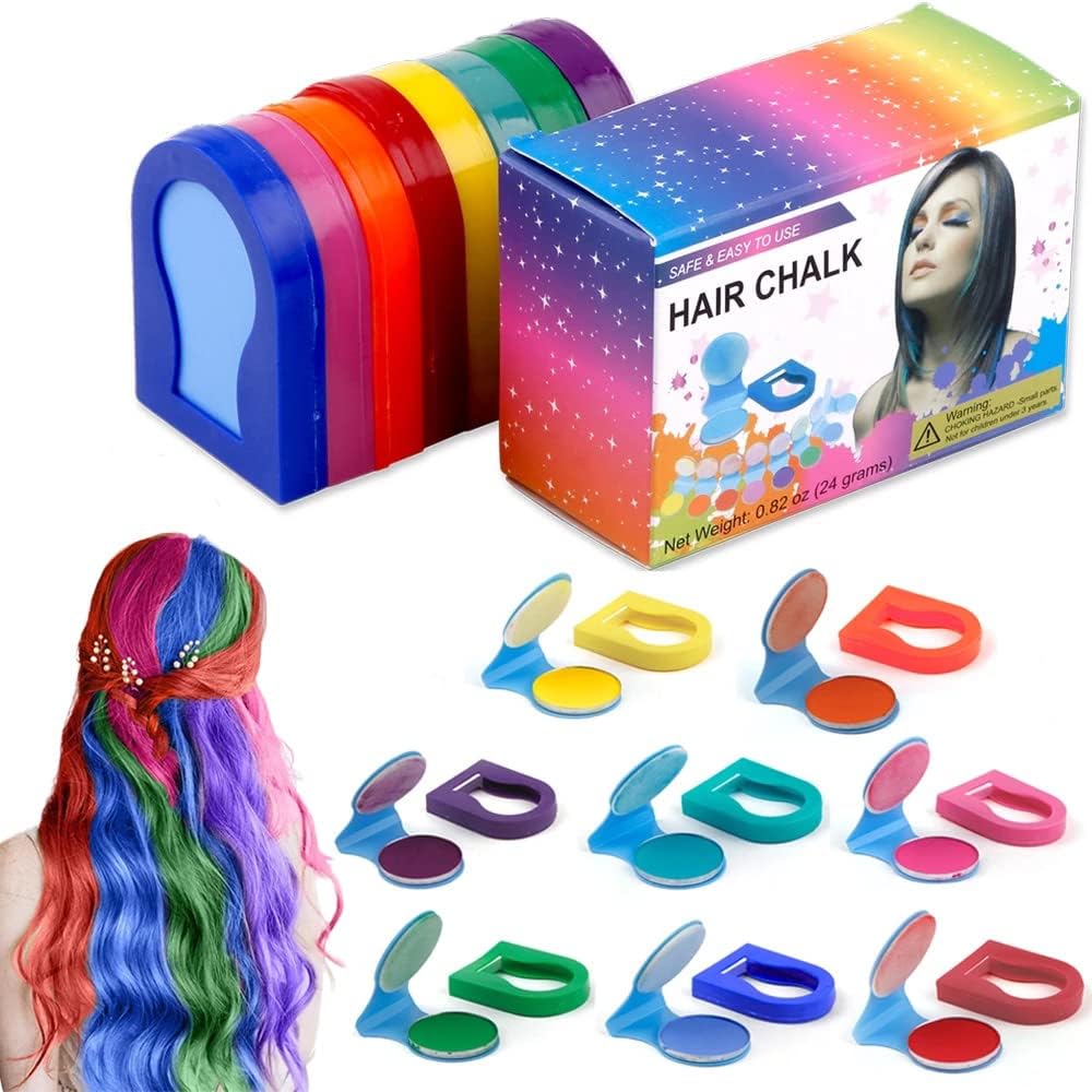 Beauenty Hair Chalk Set, Temporary Hair Chalk, Washable Hair Color Safe For Kids And Teen, Great Halloween Cosplay Birthday Christmas Gifts For Girls & Boys, 8 Bright Colors