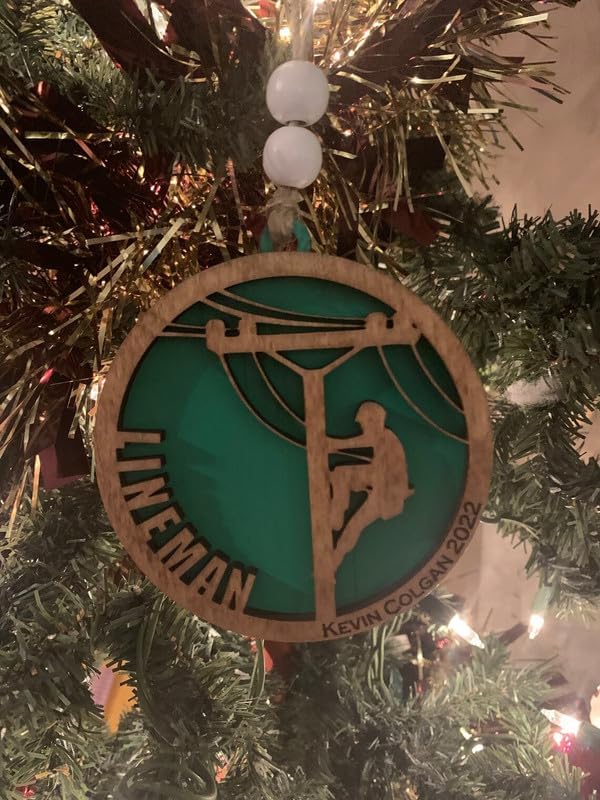 Miniatura 3 de Adorno personalizado para árbol de Navidad, adorno de Navidad para liniero, adorno personalizado para trabajador eléctrico, adorno de árbol de