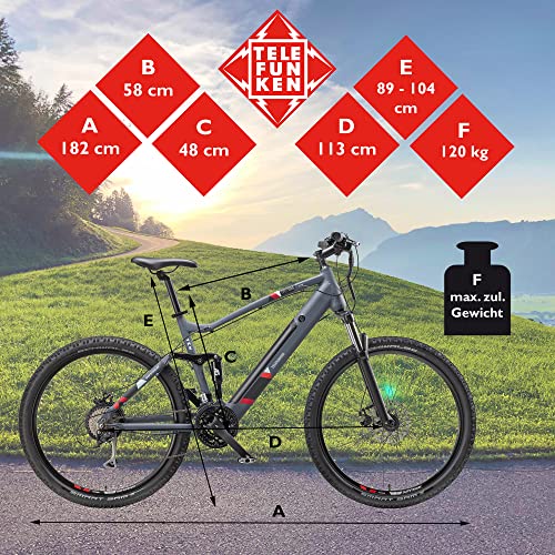 Telefunken E-Bike Mountainbike Aluminium für Offroad-Fahrten