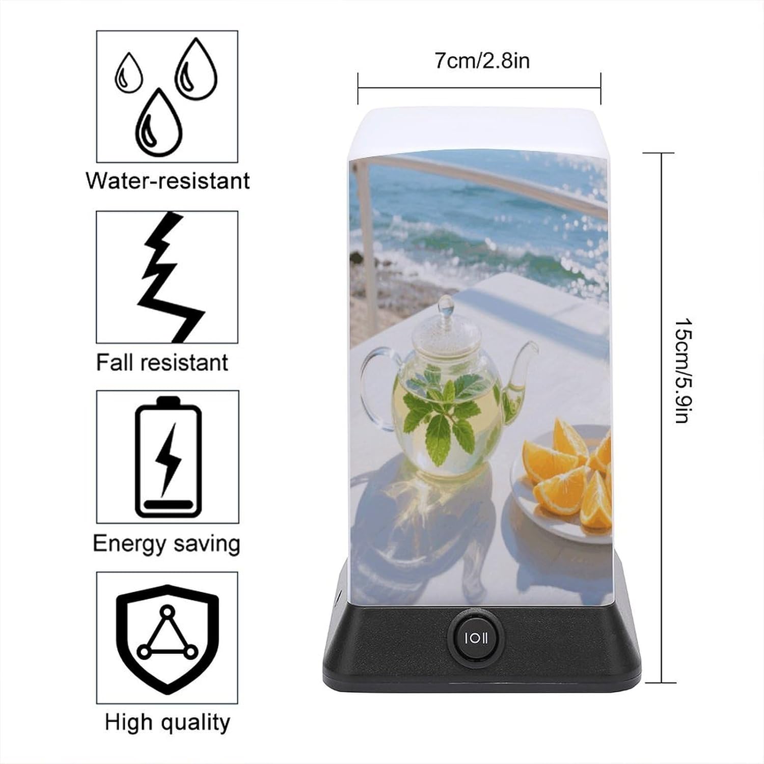 Dimmable Portable Desk Lamp Reading Table Lamp Oranges and Tea Bedside Night Light Battery Powered for Home Office Gift