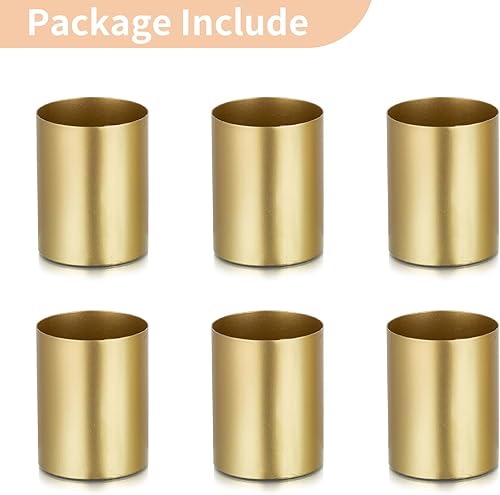 Miniatura 6 de NUPTIO Jarrones de flores dorados para centros de mesa 2 piezas de 5.1 pulgadas de metal pequeño jarrón soporte de flores de boda centros de mesa