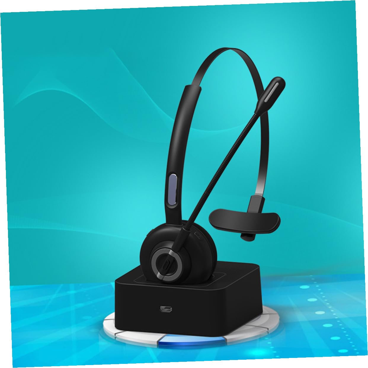 Gadpiparty Cuffie Auricolari Wireless 5.0 in Nero Abs Pu, Riduzione Rumore | Design Ergonomico, Microfono a Punto Singolo, per Ufficio e Tempo Libero