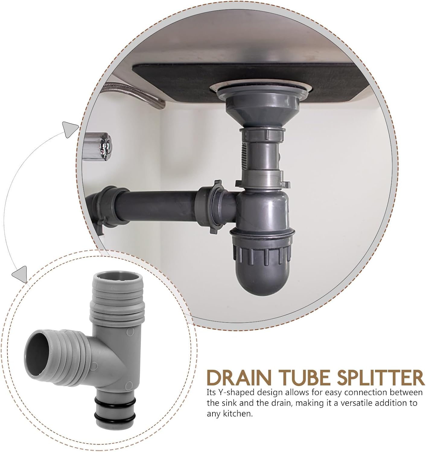 Housoutil Kitchen Sink Drain 3-Way Connector Overflow Pipe Adapter Splitter for Basin Plumbing Easy Install Overflow Protection for Home and Commercial Kitchen