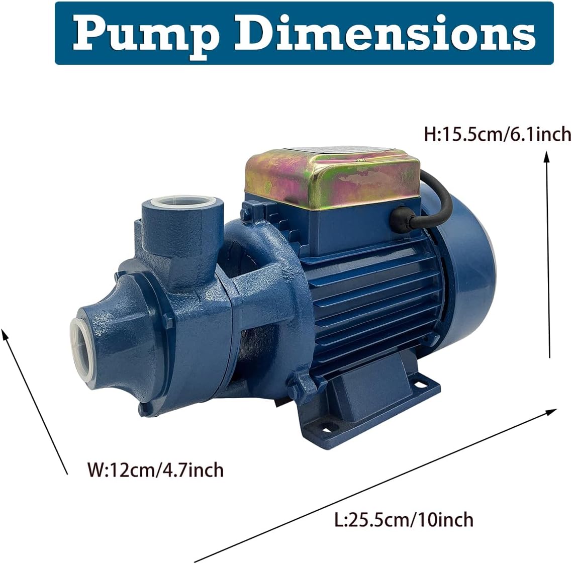Water Transfer Pump 110V Electric Water Booster Pump 1/2 HP 554GPH Industrial Centrifugal Clean Water Pump For Pool Pond Water Transfer Pressure Tank Water Filling ，Irrigation,Household Water Supply