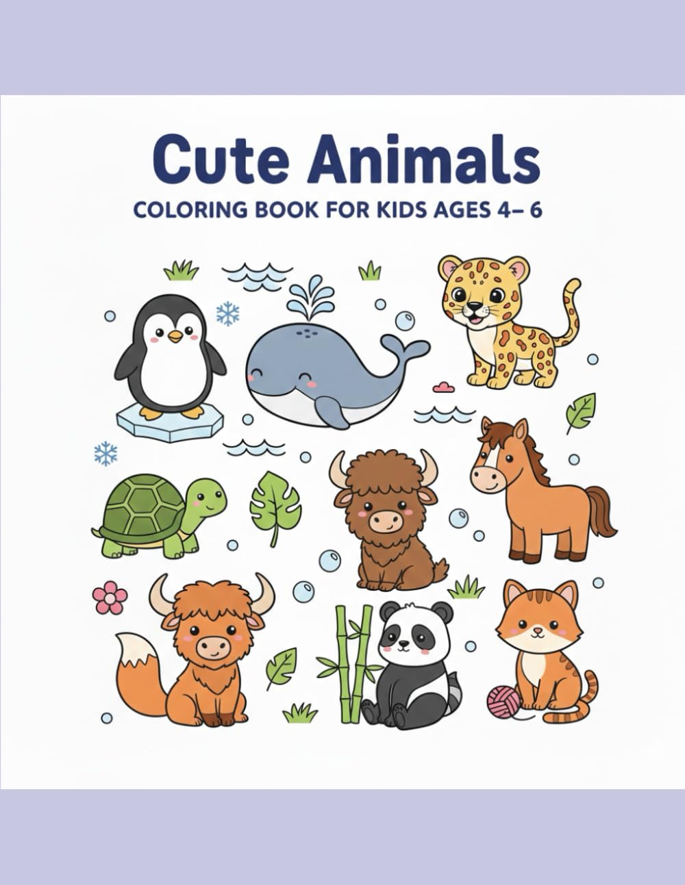 Cute Animals Coloring Book for Kids Ages 4–6