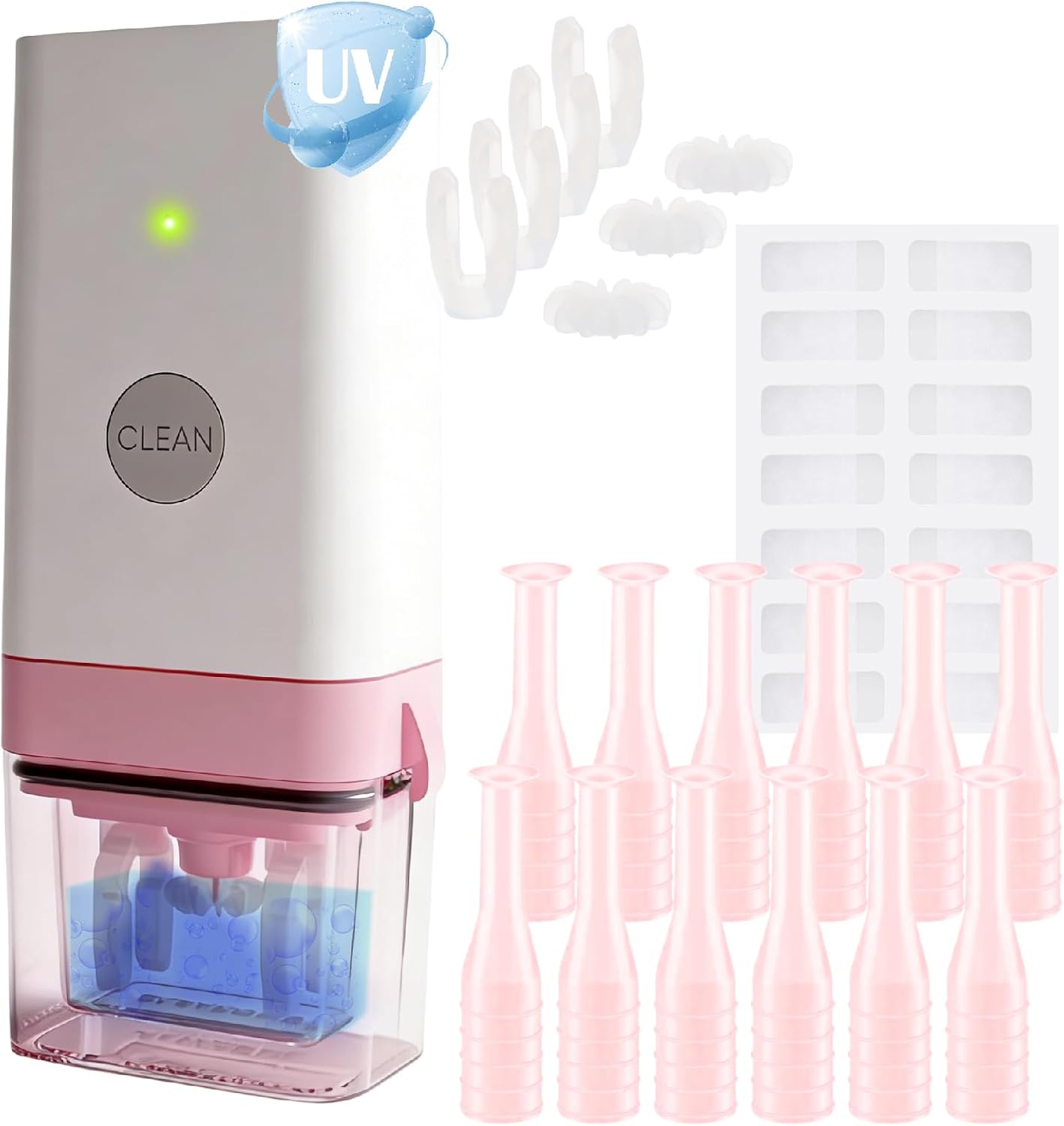3in1 Contact Lens Cleaner GV Plus Travel Set, 4Mode Detector Light Battery Capacity 1550mAh 4h/8h Floating Wave Wheel UV Light Soak Cleaning Deep Clean only for RGB/OK/Hard Lens(Not Scleral Lens)