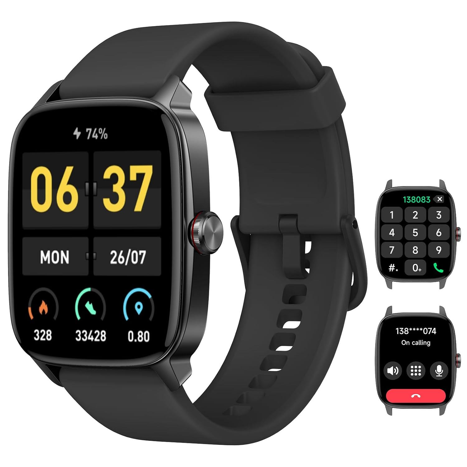 Smart Watch for Men Women with Bluetooth Call Black