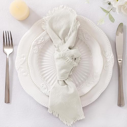Miniatura 4 de Socomi Servilletas de tela hechas a mano de algodón y lino con flecos, estilo bohemio, para otoño, Acción de Gracias, Navidad, decoración de boda