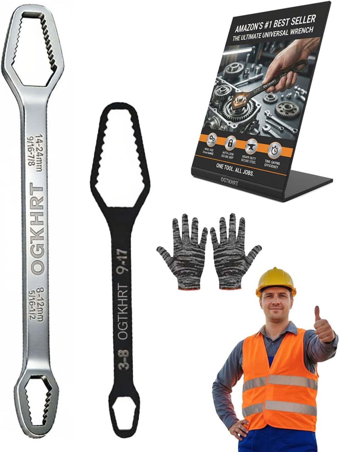 Universal Double Ended Wrench Car Self Adjusting Torque Wrench Sets Moving Parts One Wrenches Fits All Cheater Saving Effort Tight Space Thin Wrenches for Home and Car Repair Tool(Mix-4)