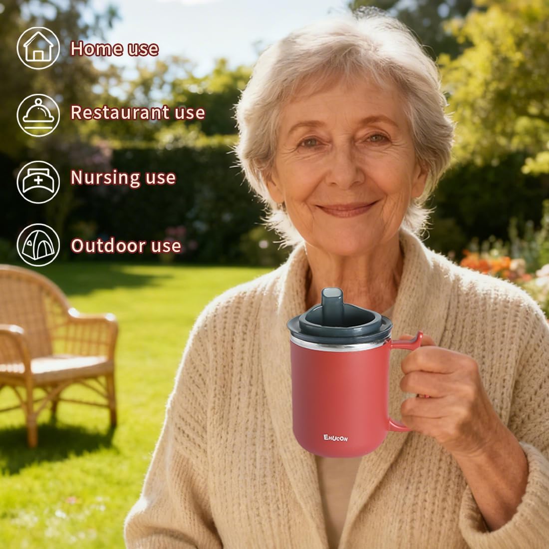 EHUCONWIB Dysphagia Regulating Drinking Cups for Swallowing Difficulty - with 5cc, 10cc, & 15cc Sip Options - Liquids Only - Pack of 1 (Red, 1 PC) Red 1 PC