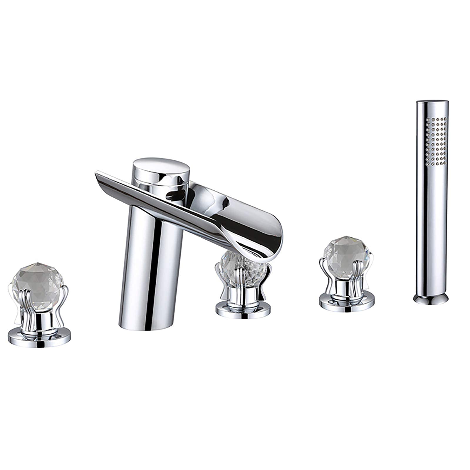 Robinet de Remplissage de Baignoire LUNEZY avec Douchette en Laiton Chromé Design Premium