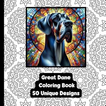 Paperback Great Dane - Mandala - Adult Coloring Book - 50 Unique Designs - 8.5" x 8.5" Book