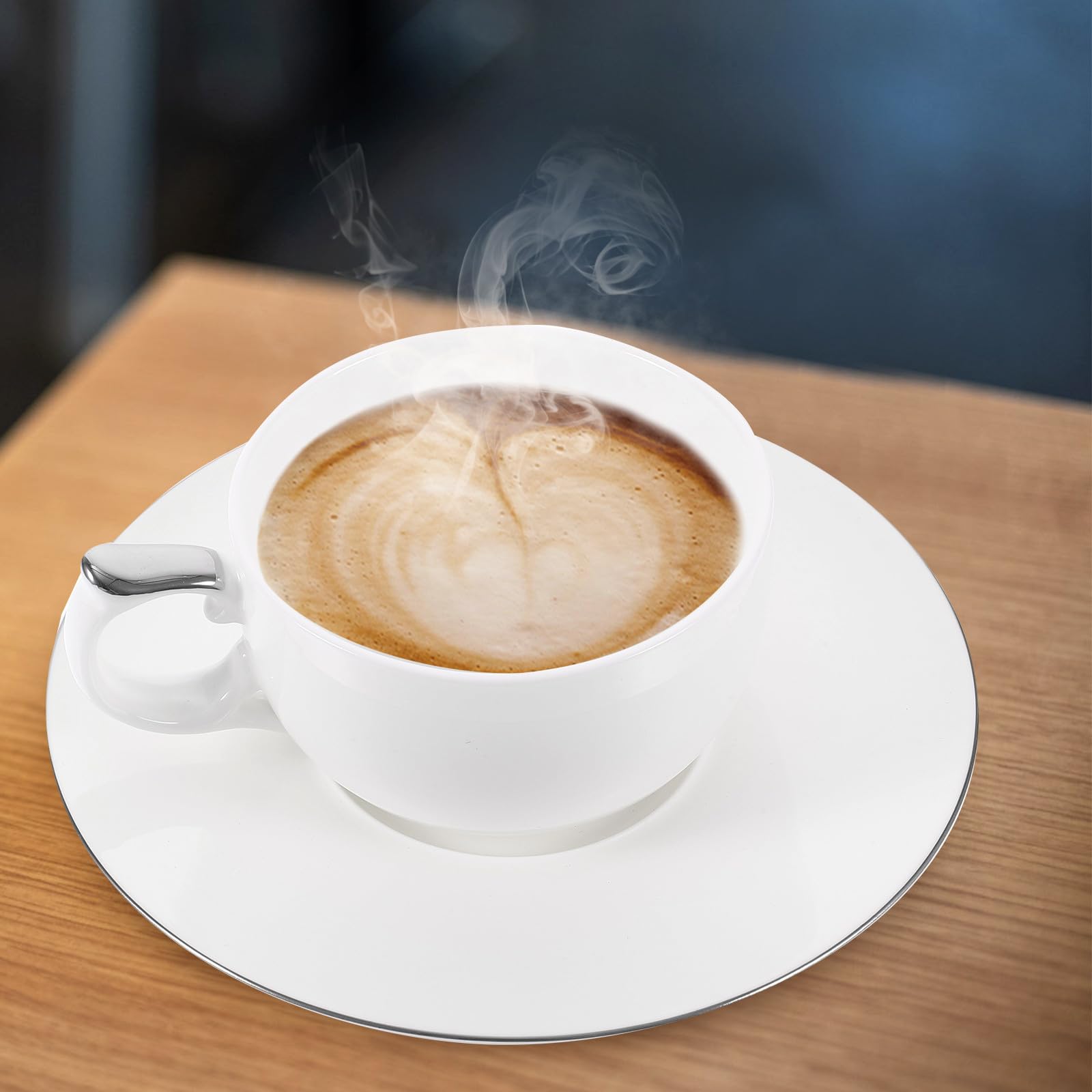 jojofuny Porzellan Kaffee Satz mit Untertasse Keramik 150 Ml Kaffeetasse in Silber für Zuhause und Restaurantgebrauch