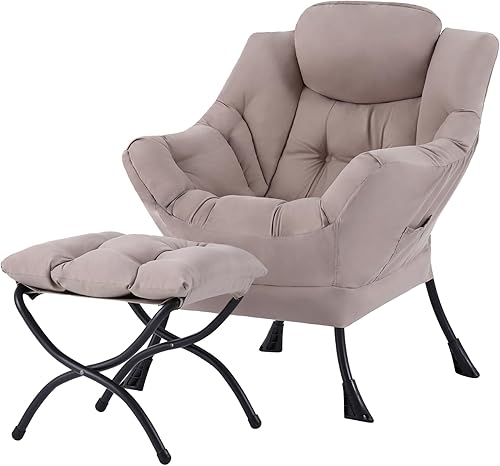 Miniatura 27 de Tiita - Sillón reclinable con otomana, grande, moderno, sofá de ocio, de lectura, con reposapiés, para dormitorio, sala de estar, dormitorios,