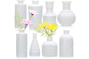 Brajttt White Glass Bud Vases Set - Elevate Your Decor with Artistic Elegance