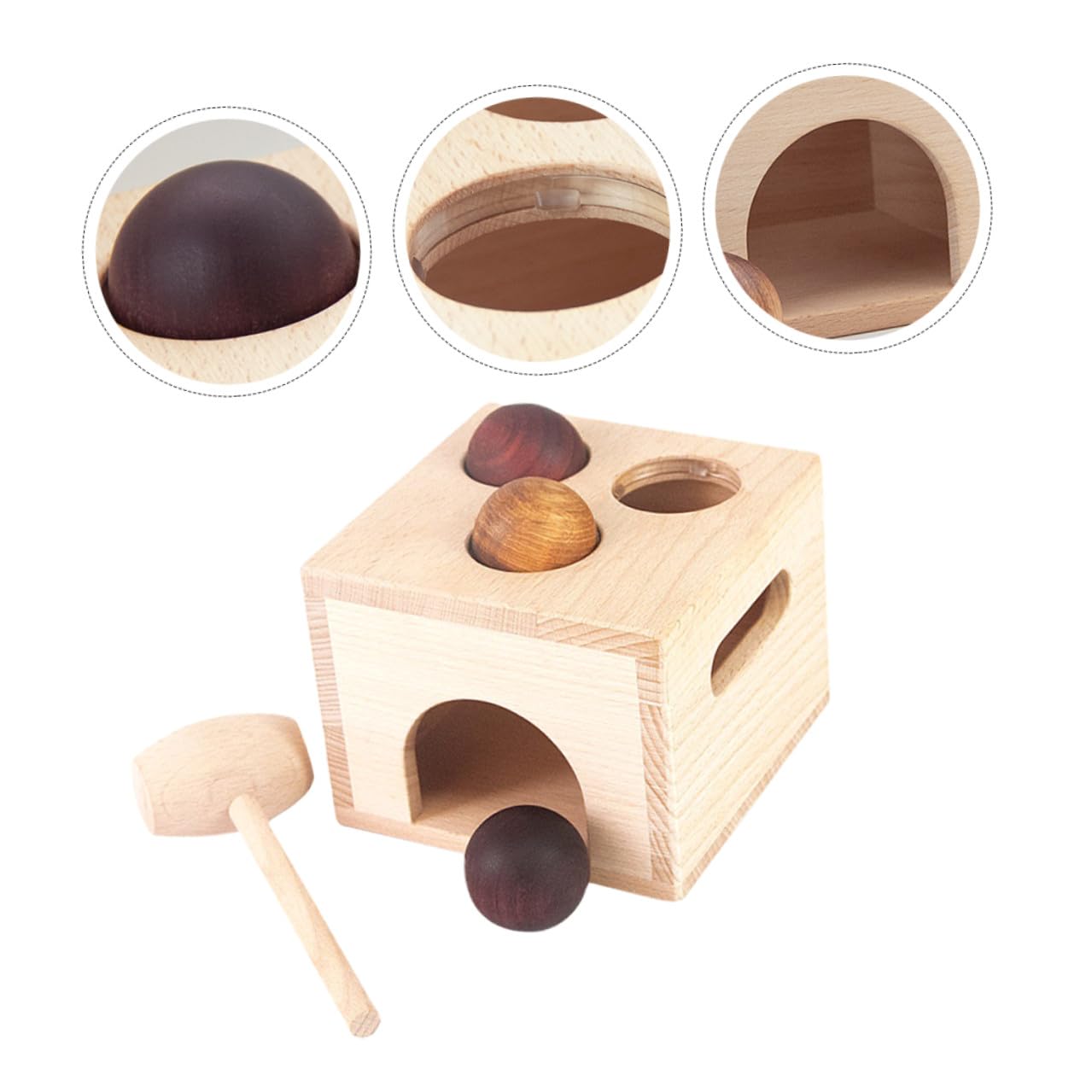 TOYANDONA Gioco in Legno Scatola e Palline per Bambini, Migliora Coordinazione Mano-Occhio e Attira Attenzione, per Gioco Educativo Precoce