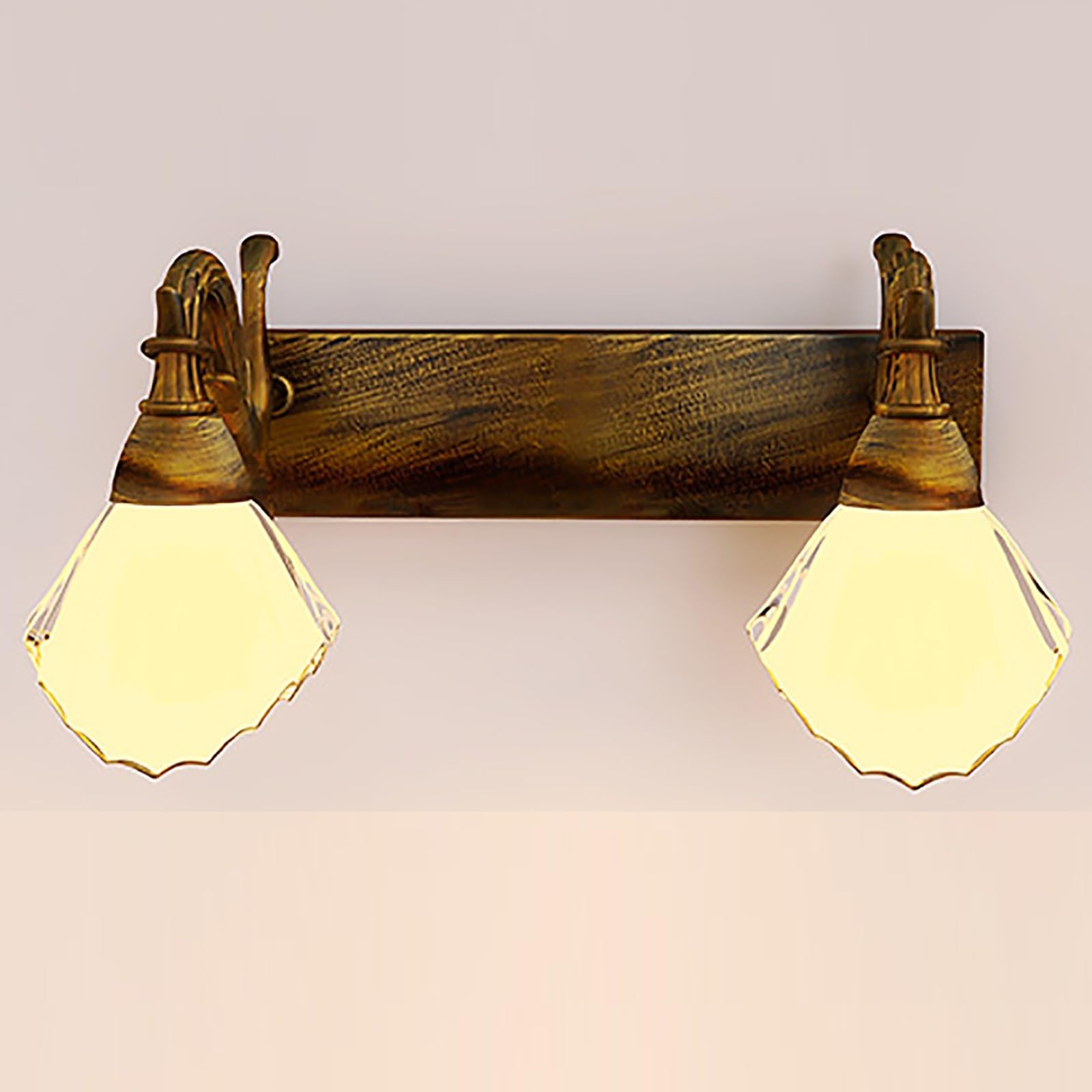 2-flammige Badezimmerleuchte, einzigartiges Design, Glas-Lampenschirm, Wandlampe für Spiegel, Wohnzimmer