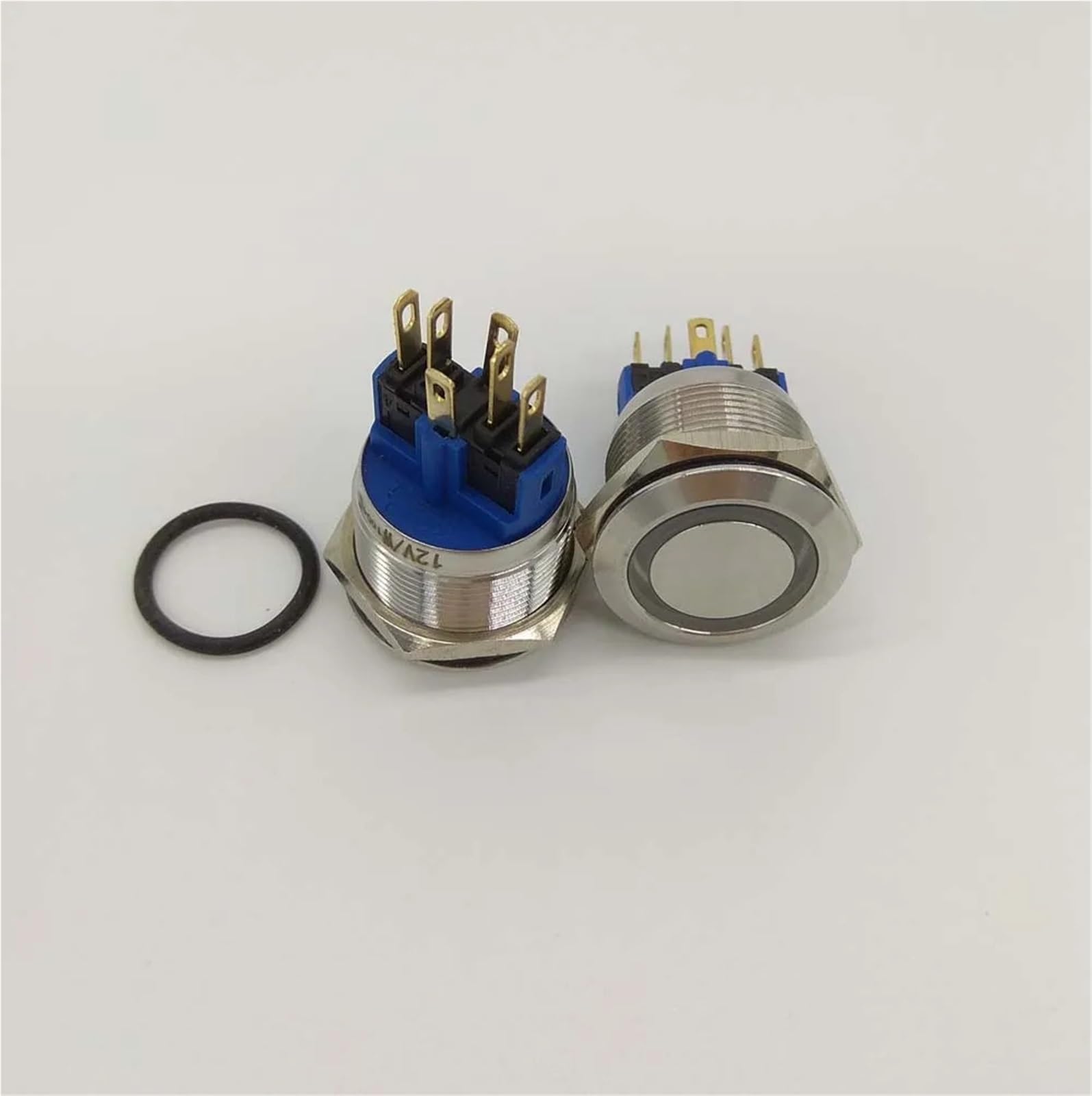 40 szt. 22 mm 12 V białe pierścienie LED z możliwością ustawienia 1NO1NC, antywandalny, metalowy przełącznik samochodowy (zielony, reset 1no1nc, 24 V)