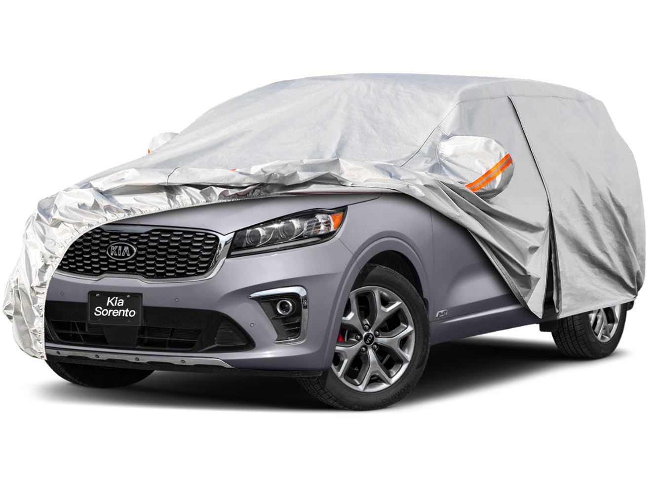 Kayme 6 Layers Waterproof SUV Car Cover for Kia Sorento 2012-2026 | Thick composite build, 100% waterproof PE‑PEVA, reflective aluminum UV shield, inner cotton lining prevents paint scratches