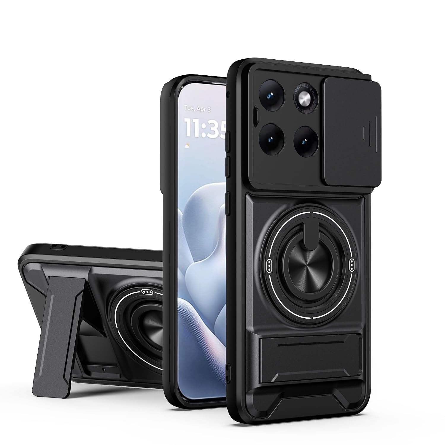 Glaxx Heavy Duty Ring Back Case Cover for Edge 70 Fusion - Kickstand, Camera Slider Protection with Magnetic Ring Rugged Bumper Hard Back Cover for Edge 70 Fusion-picture-23