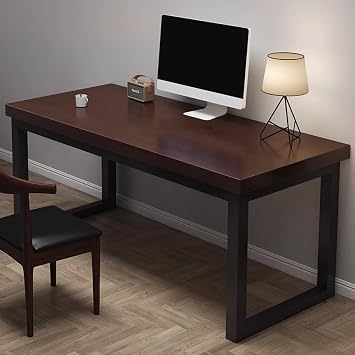 Gaming Desk Computer Desk Office Table Tabletop Thickness 5cm H-Shaped Legs Laptop Table Easy to Assemble Suitable for Home Office and School UseBlack Walnut,120cm