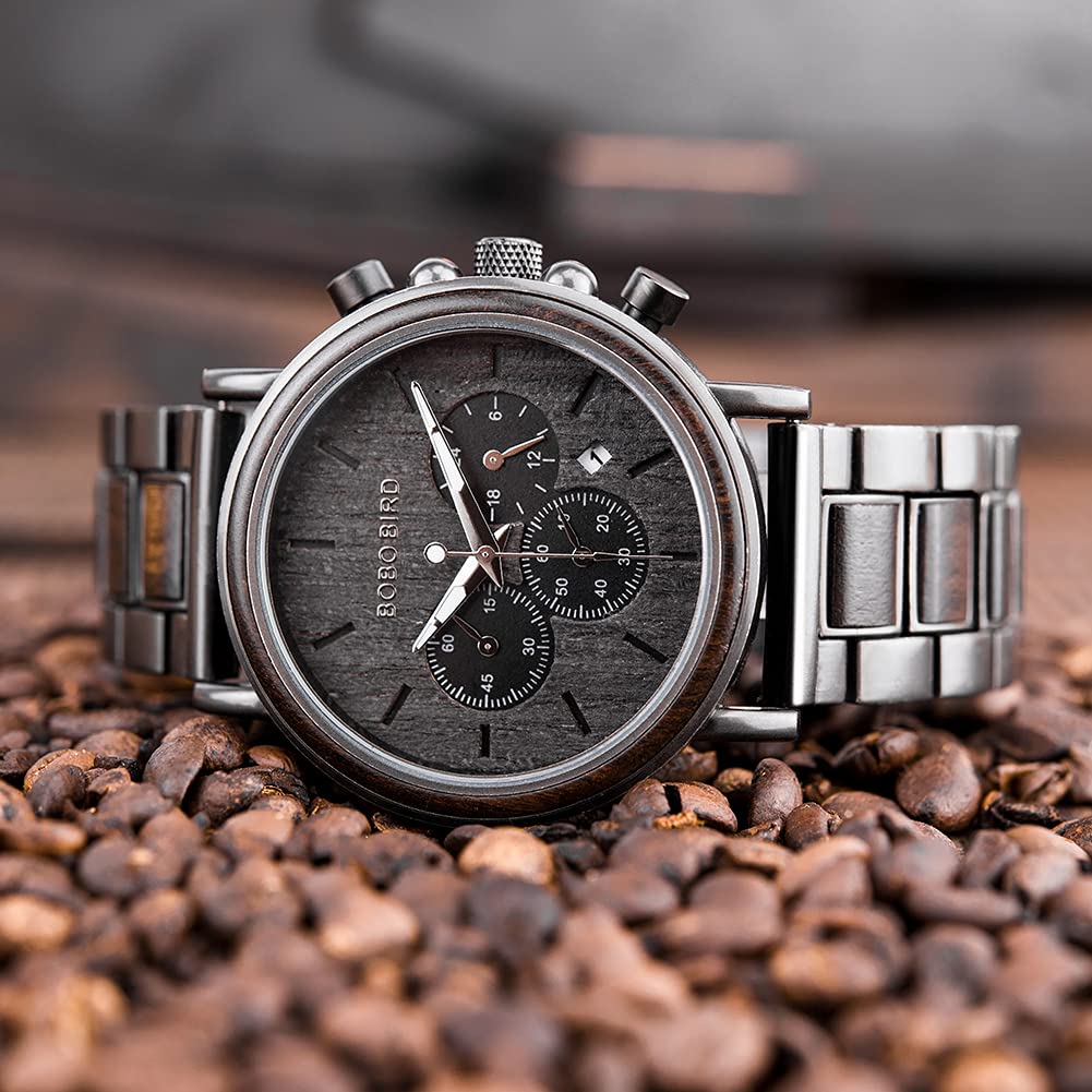 2win Reloj de Madera Grabado para Novio, mi Hombre, prometido, Marido, Relojes de Madera Personalizados para Hombres, cumpleaños, Aniversario, Reloj Personalizado, B- to My Man, Pulsera