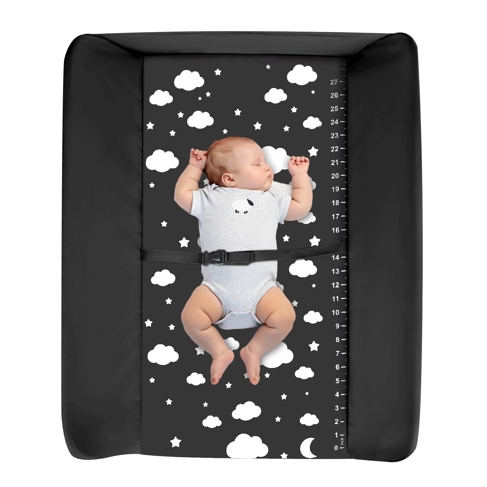 Fasciatoio pieghevole per bambini, fasciatoio, portatile, con scomparti, cintura di sicurezza, Pannolini Multifunzionale Portatile per Bagnetto Neonati, fino a 25 kg, 80 * 58 * 90 cm - chiaro grigio