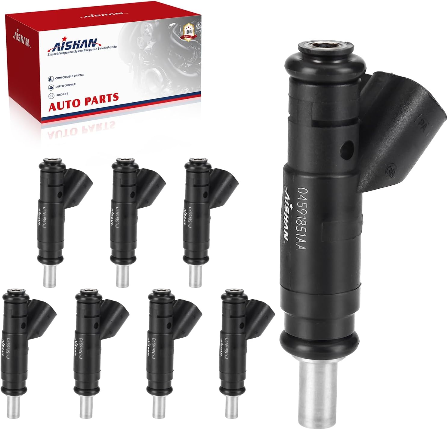 8PCS Fuel Injectors 4 Holes Compatible with Chrysler Aspen 300, for Dodge Durango Dakota, for Ram 1500, for Jeep Commander, for Jeep Grand Cherokee V8 4.7L 5.7L Replace# 04591851AA