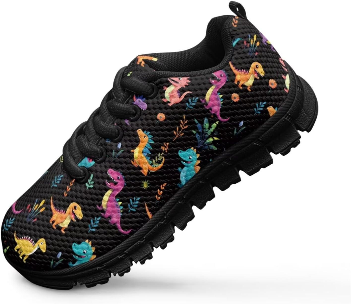 Funnydude Cute Print Boys Tennis Shoes Lightweight Breathable Sneakers Lace up Shoes for School