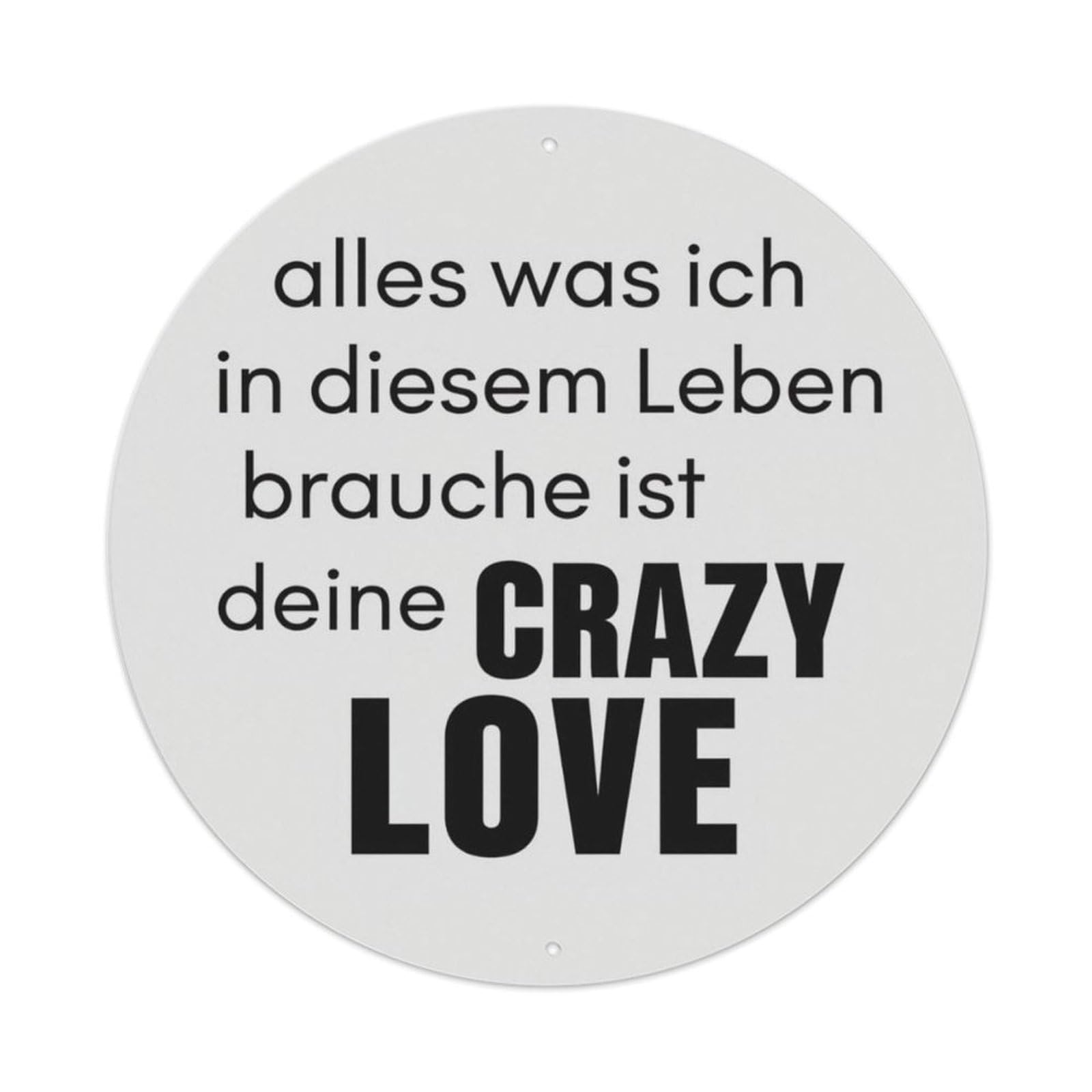 Minimalist German Romantic Love Quote Round Metal Tin Wall Sign Vintage Aluminium Metal Sign, Retro Wall Decor for Home, Bar, Garage & Farmhouse 20x20cm