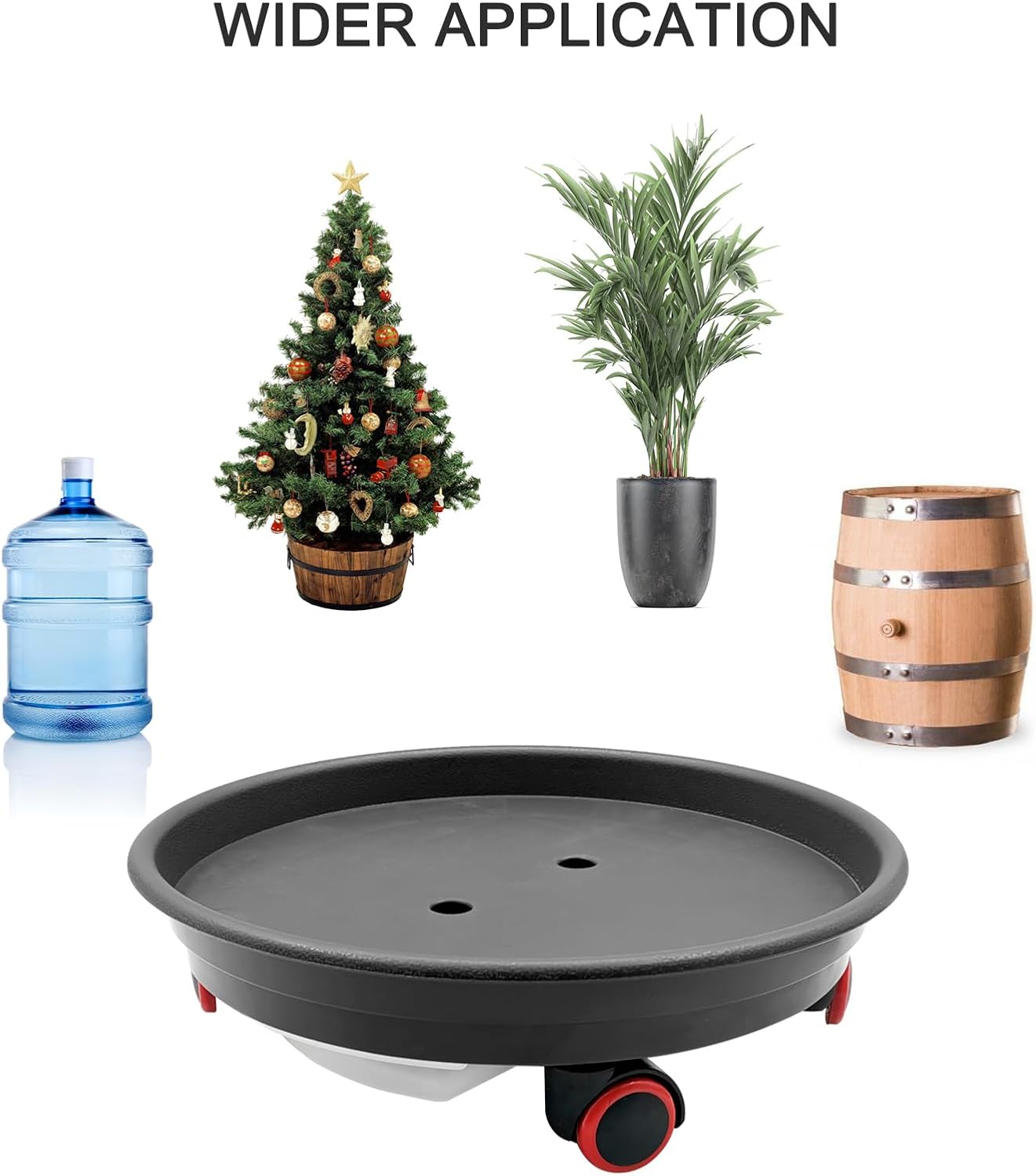 2pcs Plant Caddy with Wheels, 13.4" Plant Stand Heavy Duty Plant Dolly with Water Container Loading Capacity 110 lbs, Dark Grey