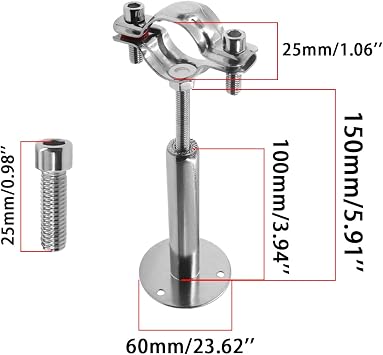 Wall Mount Pipe Supports,Ceiling Mount Pipe Strap Clamp,TTZEZE 304 Stainless Steel Adjustable Pipe Bracket Holder Pipe Straps with Screws for PVC Metal Water Pipe Tube Fitting