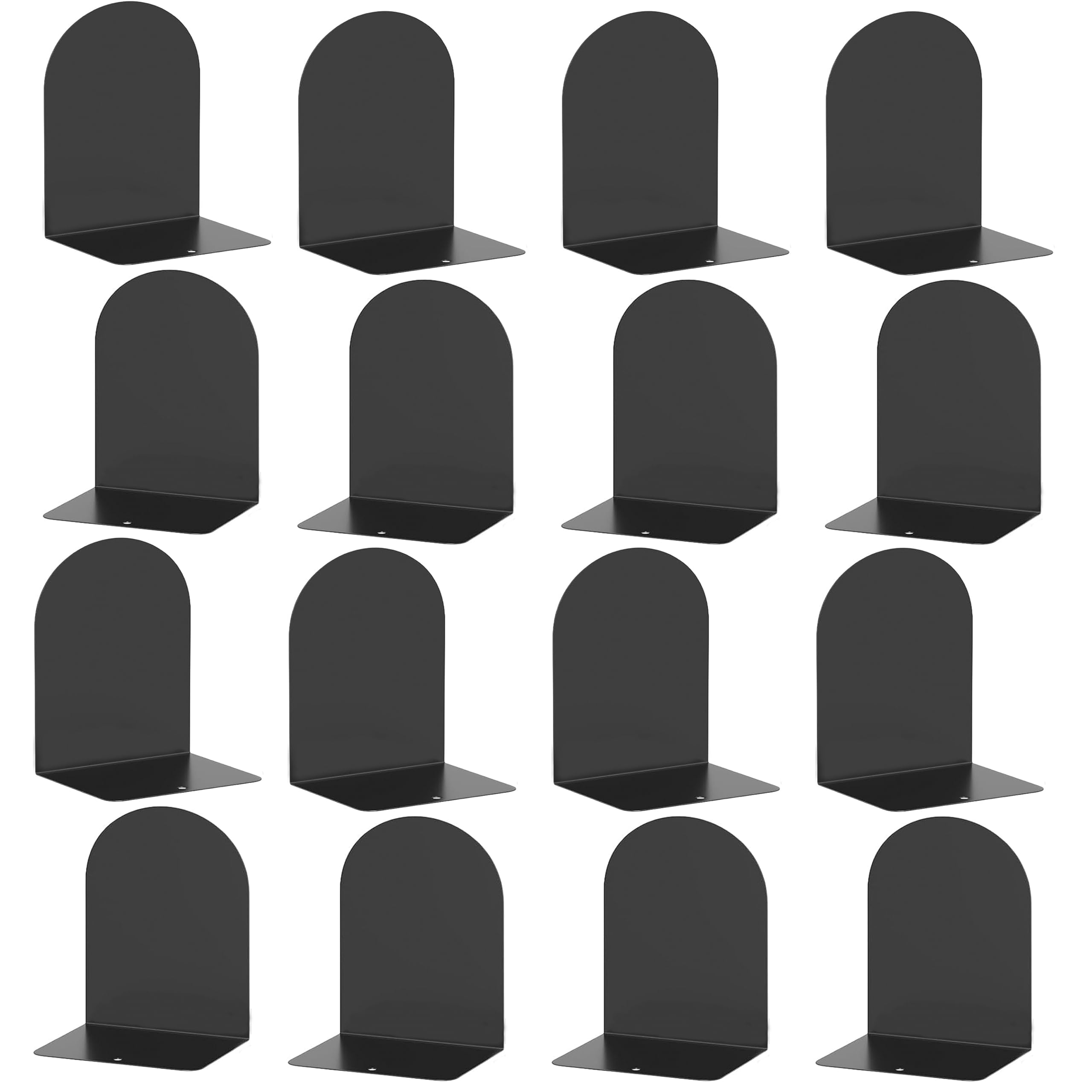 16 Stück Buchstützen, Buchstützen, Buchstopper, Buch-Organizer, Metall-Buchstütze für Regale, schwarze Buchstützen für Regale, Buchstopper für schwere Bücher, Bücherregale Halter für Schulbibliothek