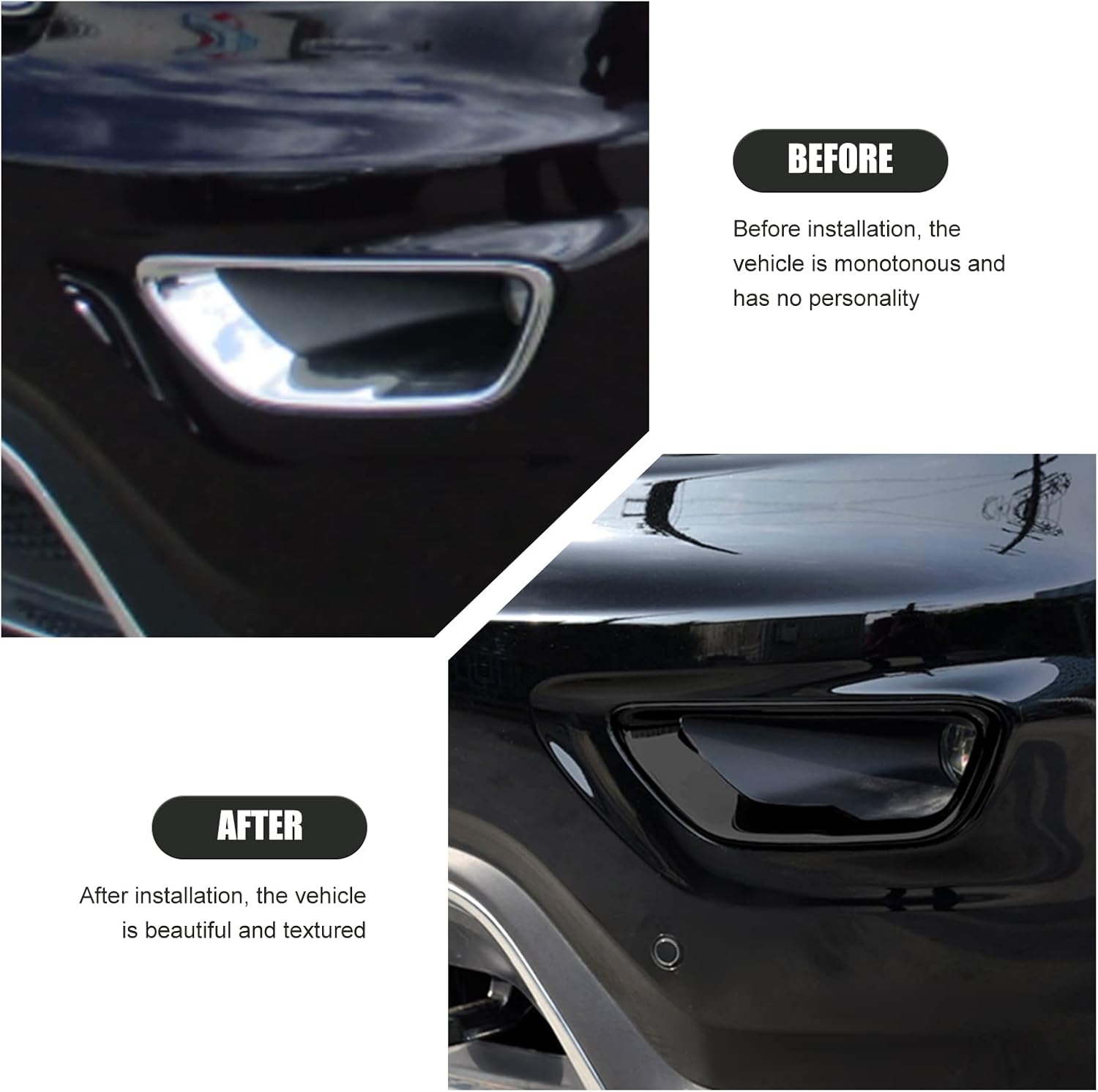 Hoolcar Front Fog Lights Cover Fog Lamp Frame Trim Replacement for 2018-2021 Jeep Grand Cherokee, Black