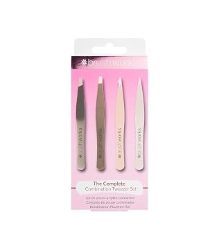 Brushworks HD 4 Piece Combination Tweezer Set - Gold