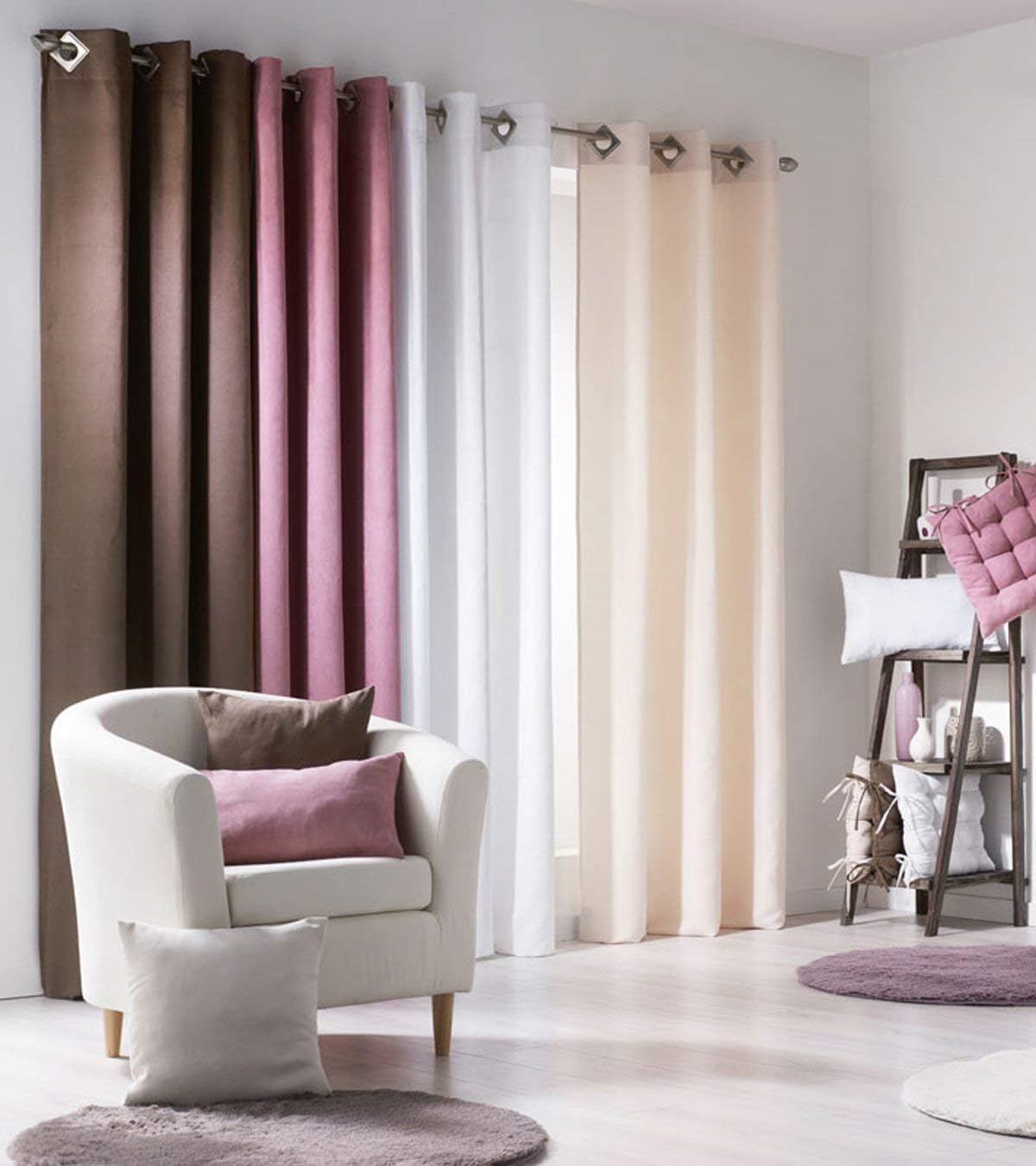 Evideco SUE1604365 Solid Window Curtain Panel Grommet Suedine 55W x95L Brown Glaze