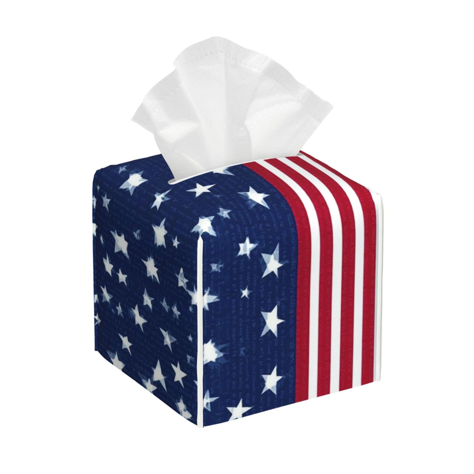 American Flag Stars Stripes Tissue Box Cover Square Cube Boxes