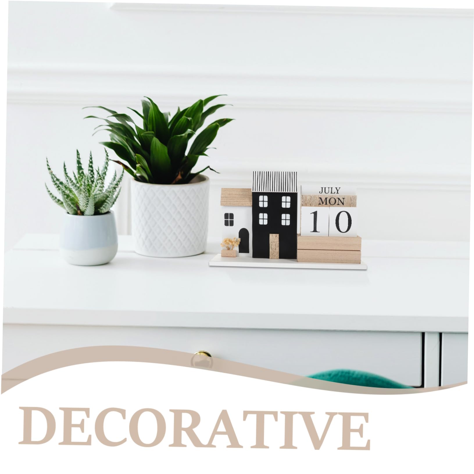 NUOBESTY Holztischkalender Ewiger Kalender mit Holzsockel für Schreibtisch Kalender für Schreibtisch Tischkalender aus Holz für Büro